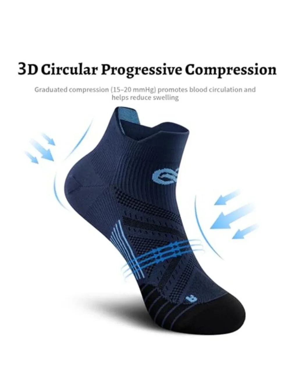 6 Pairs Unisex Compression Socks Ankle Running Socks for Plantar Fasciitis